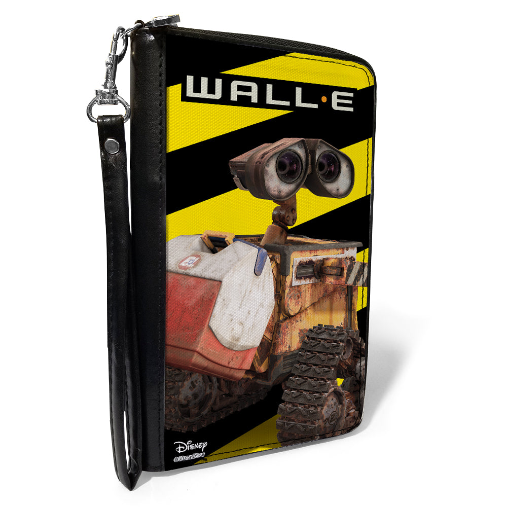 Women&#39;s PU Zip Around Wallet Rectangle - WALL-E Cooler Pose Warning Stripe Yellow Black