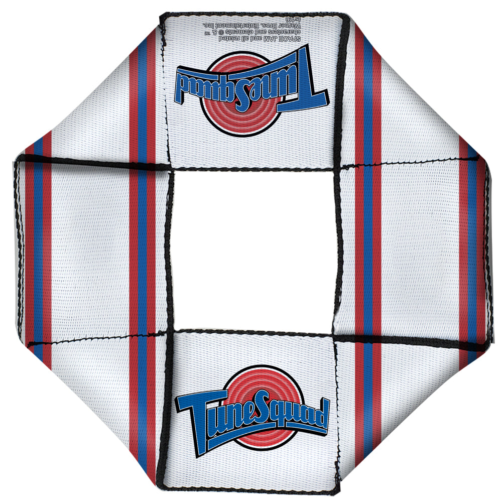 Dog Toy Squeaky Octagon Flyer - Space Jam TUNE SQUAD Logo Stripe White Red Blue
