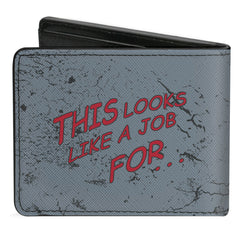 Bi-Fold Wallet - Superman THE ORIGINAL MAN OF STEEL Badge + Quote Weathered Grays Red