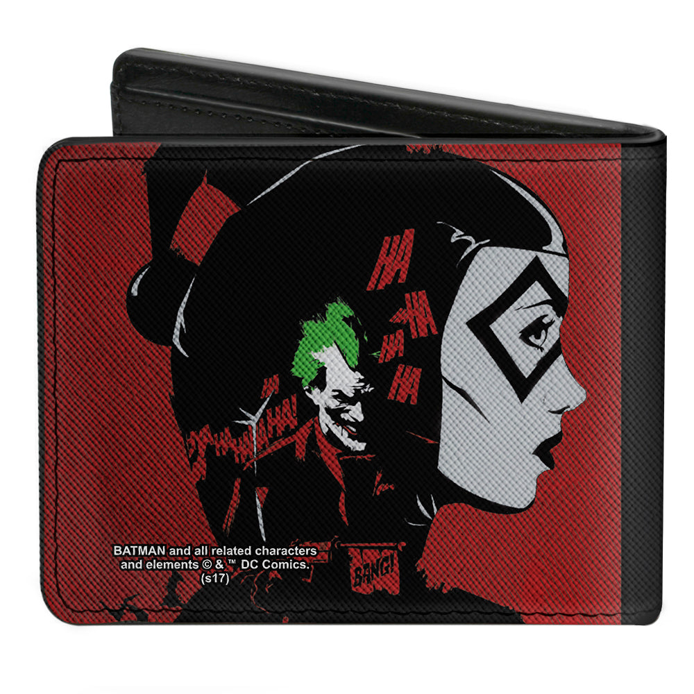 Bi-Fold Wallet - Catwoman Batman Gray Black Yellow + Harley Quinn Joker Red Black White