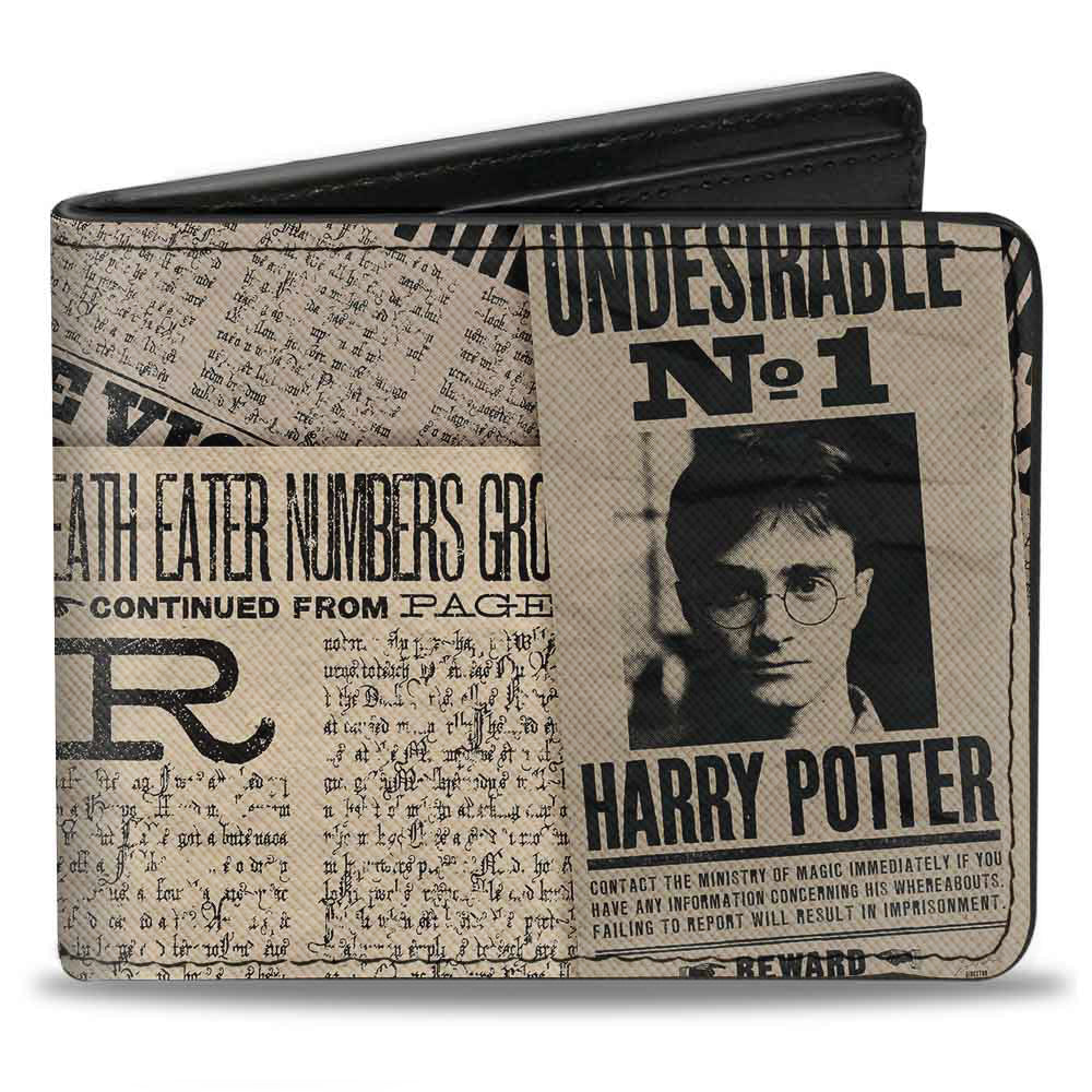 Bi-Fold Wallet - Harry Potter Headlines UNDESIRABLE NO 1 White Black