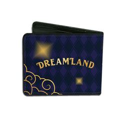 Bi-Fold Wallet - Dumbo Face + DREAMLAND Diamond Checker Blues Golds