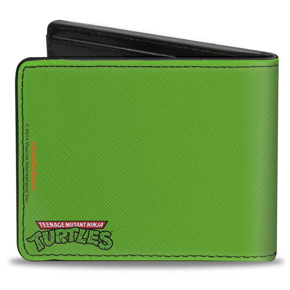 Bi-Fold Wallet - Classic TMNT Michaelangelo Face CLOSE-UP Green Orange