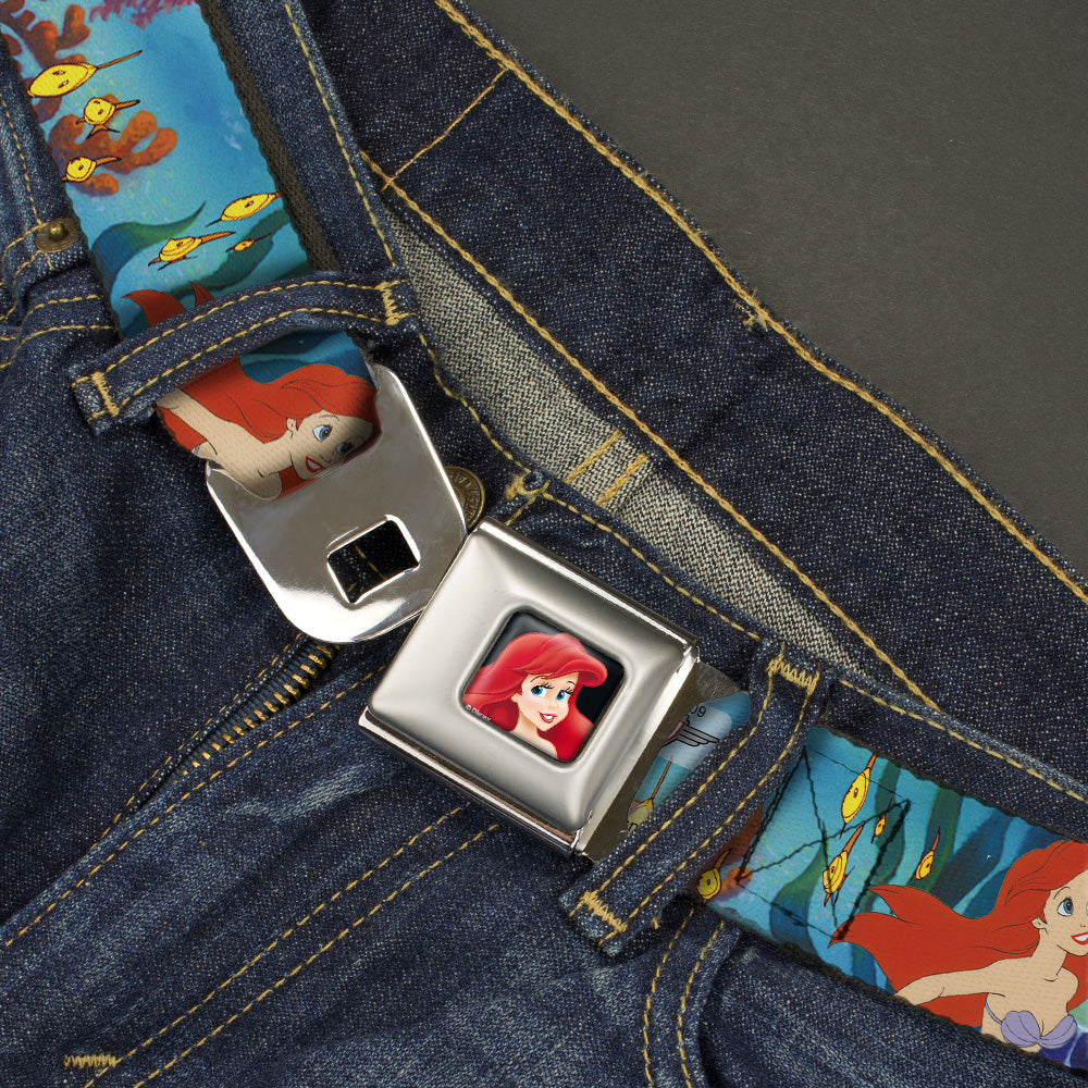 Ariel CLOSE-UP Full Color Seatbelt Belt - Ariel, Sebastian &amp; Flounder Scene Webbing