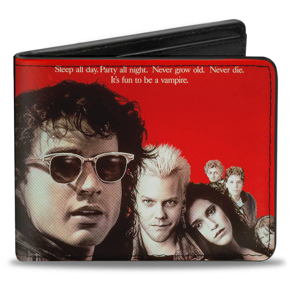 Bi-Fold Wallet - The Lost Boys Cast Pose Quote Red White + Logo Black White Red