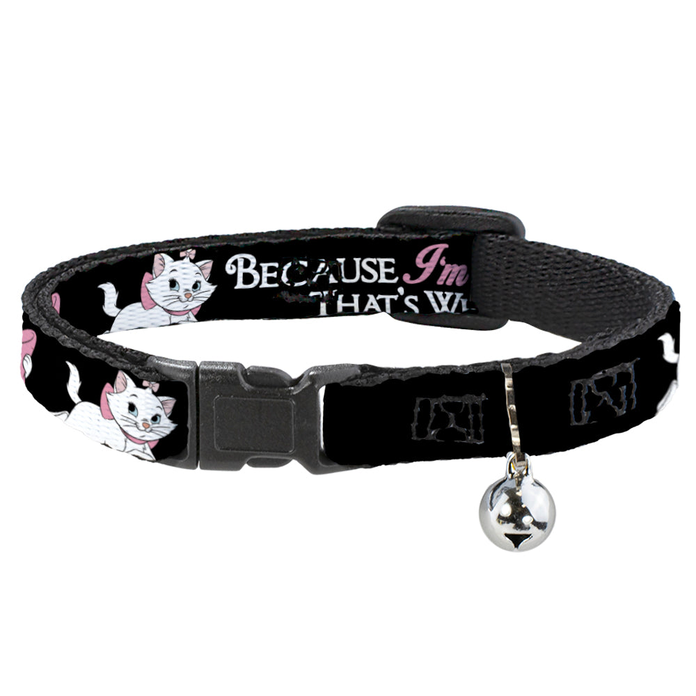 Cat Collar Breakaway - Aristocats Marie 3-Poses BECAUSE I&#39;M A LADY THAT&#39;S WHY Black White Pink