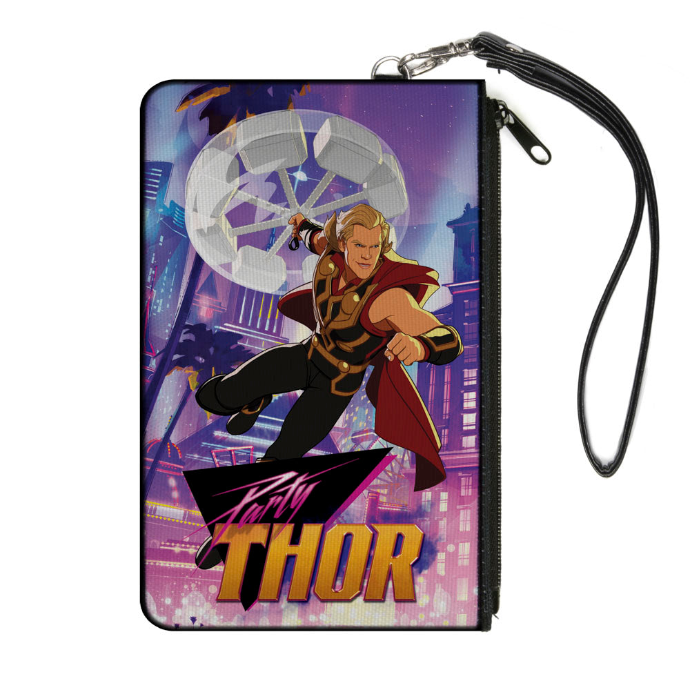 MARVEL STUDIOS WHAT IF Canvas Zipper Wallet - LARGE - Marvel Studios WHAT IF ? PARTY THOR Spinning Hammer Action Pose