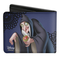 Bi-Fold Wallet - Snow White's Evil Queen + Old Witch Poses Purples Black