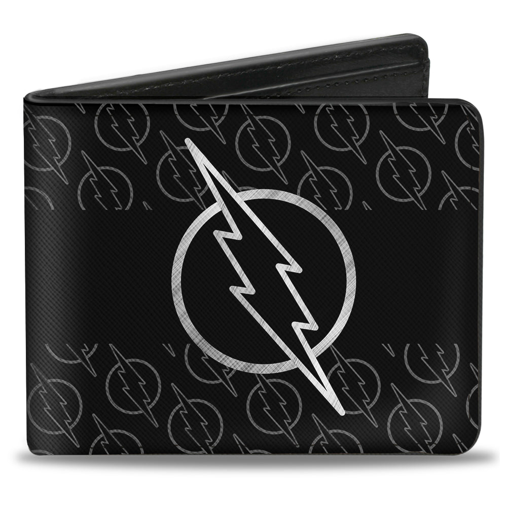 Bi-Fold Wallet - Reverse Flash Logo Stripe Logo Monogram Black Grays