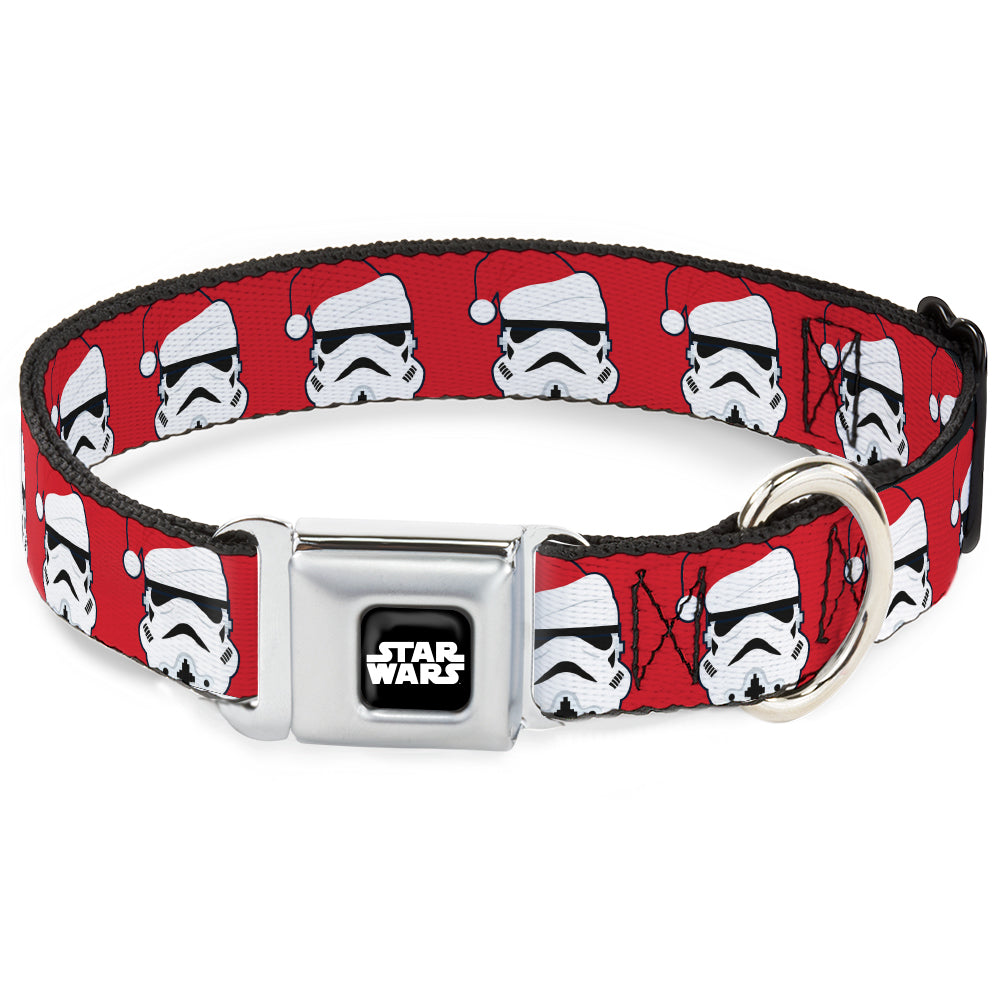 STAR WARS Logo Black/White Seatbelt Buckle Collar - Stormtrooper Santa Claus Face Red