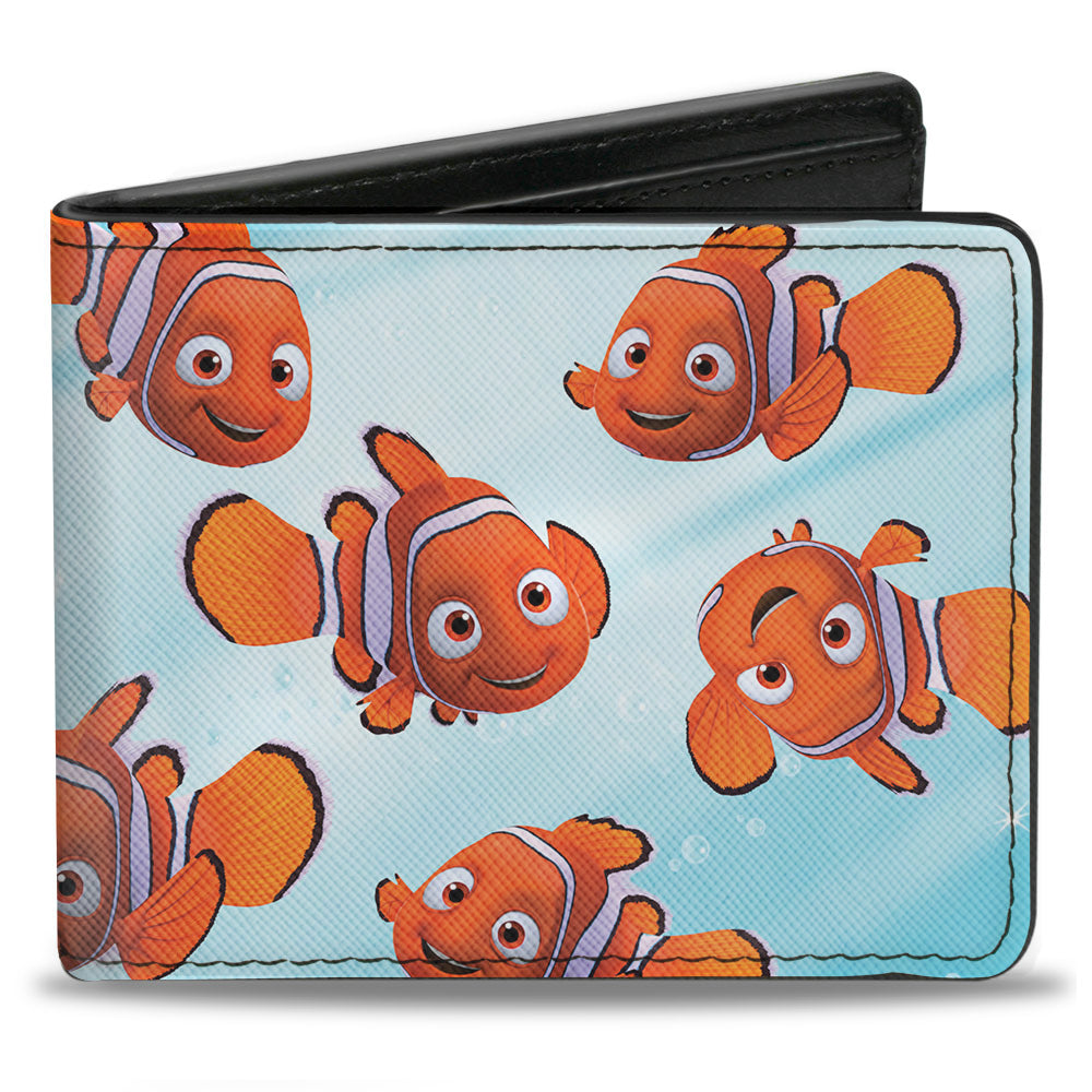 Bi-Fold Wallet - Nemo Swimming Bubbles Collage Blues