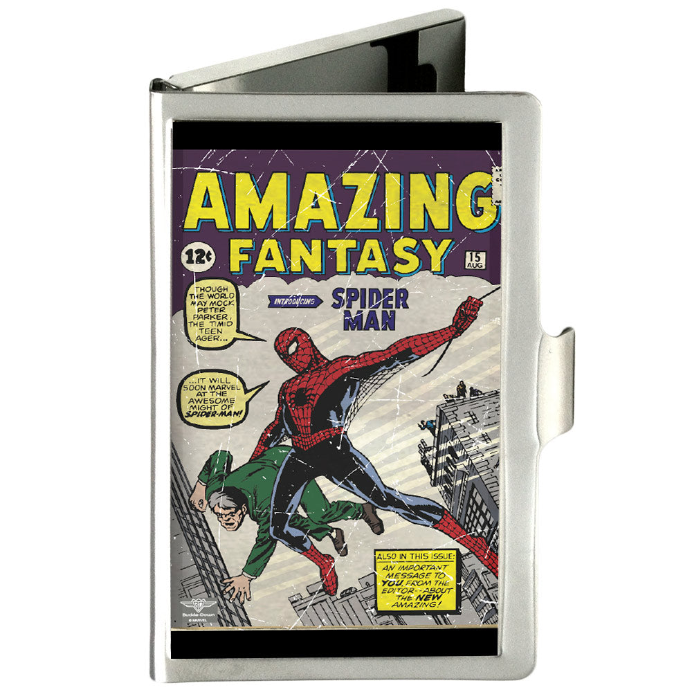 MARVEL COMICS Business Card Holder - SMALL - Spider-Man Carrying Man Amazing Fantasy #15 Comic Book Cover FCG