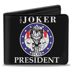 Bi-Fold Wallet - THE JOKER FOR PRESIDENT Seal Black White Blue Red