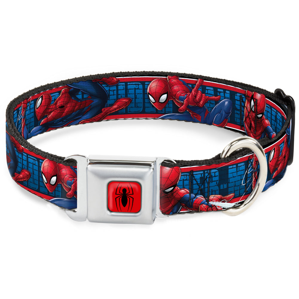 2016 SPIDER-MAN Spider Logo5 Full Color Red Black Seatbelt Buckle Collar - SPIDER-MAN 3-Action Poses/Bricks/Stripe Blues/Red/White