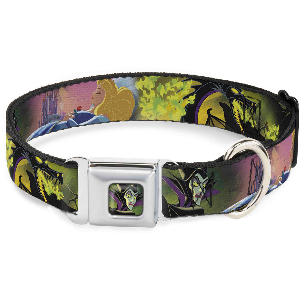 Maleficent Face3 Full Color Green Fade Seatbelt Buckle Collar - Sleeping Beauty &amp; Maleficent/Maleficent Dragon Scenes
