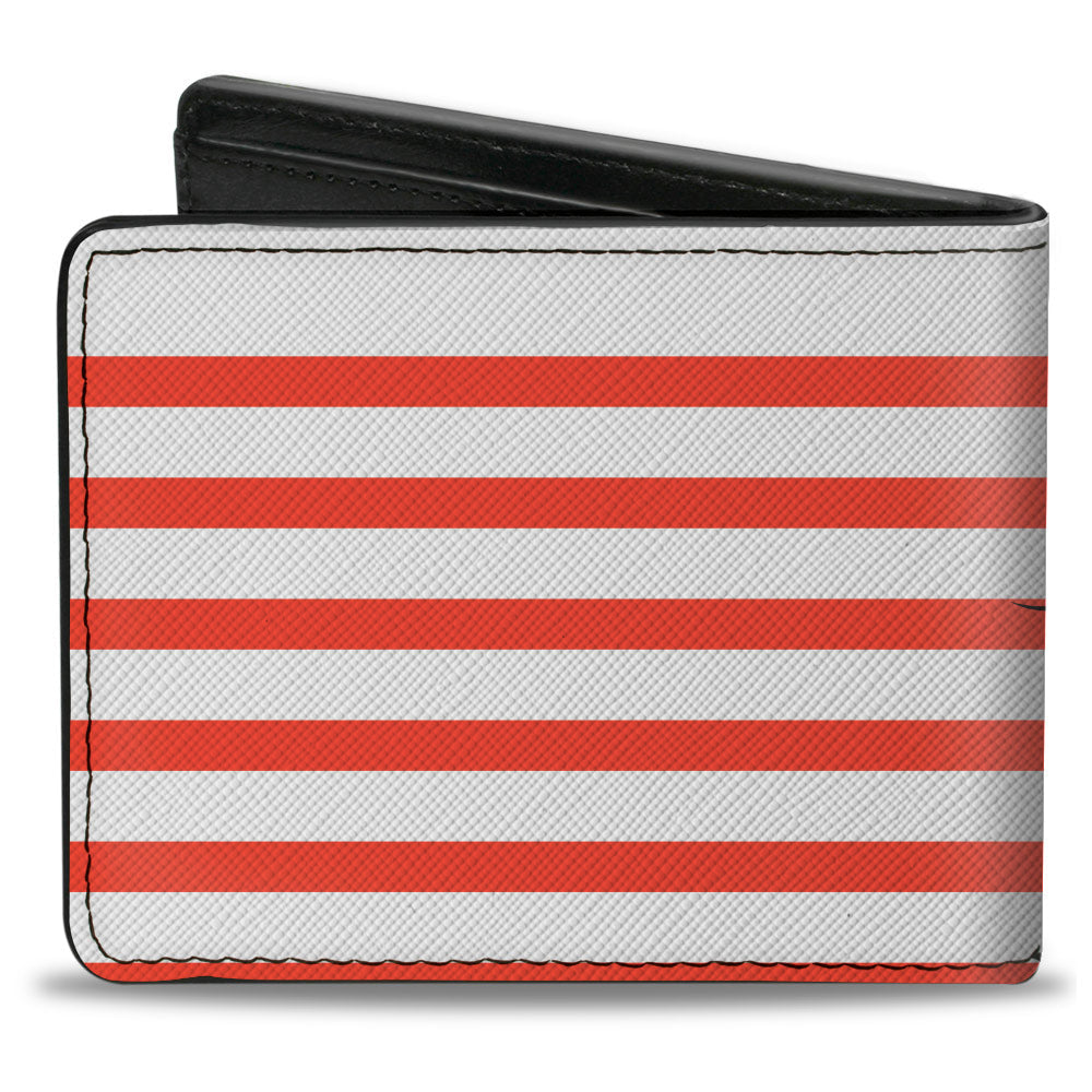 Bi-Fold Wallet - Mickey Mouse Upside Down Pose Stripe White Red