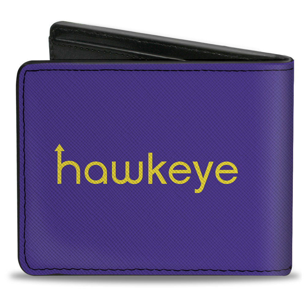 MARVEL STUDIOS HAWKEYE Bi-Fold Wallet - Hawkeye and Kate Bishop Pose + Logo Purple Black White