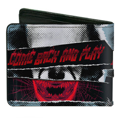 Bi-Fold Wallet - IT Chapter Two Pennywise COME BACK AND PLAY Collage Black White Reds Blues