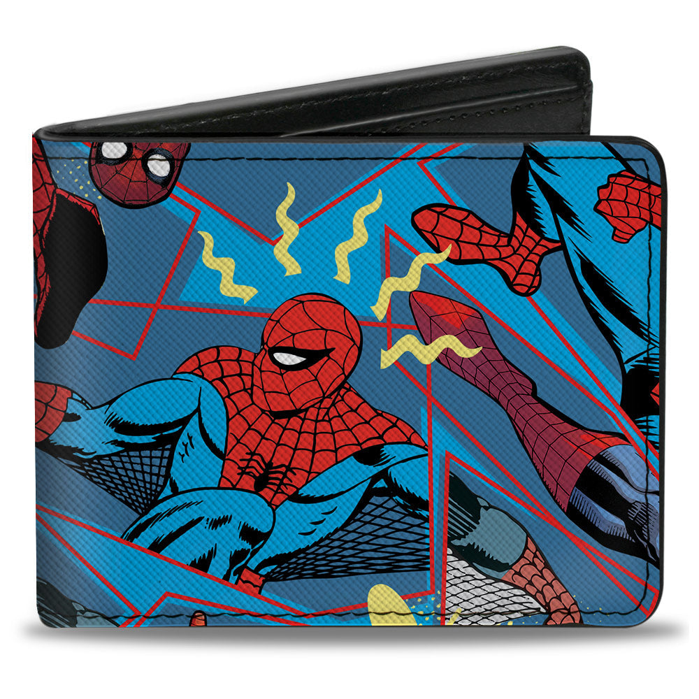 SPIDER-MAN BEYOND AMAZING Bi-Fold Wallet - Spider-Man Beyond Amazing Spidey Sense Poses Collage Blues Red