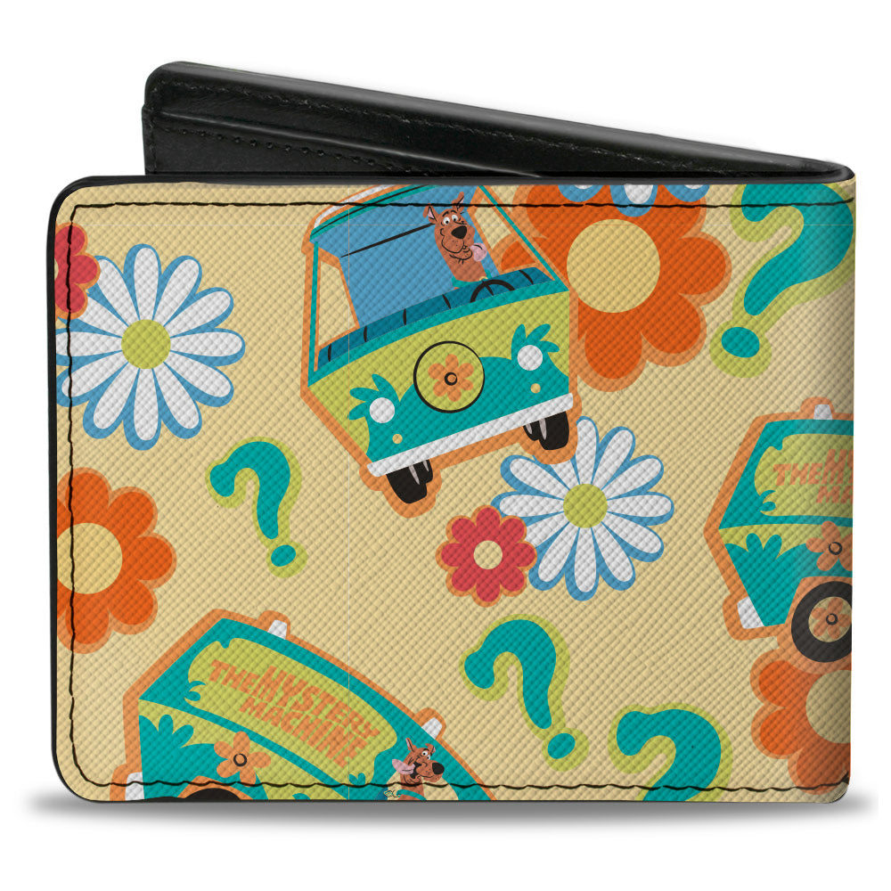 Bi-Fold Wallet - Scooby Doo Mystery Machine and Flowers Collage Cream