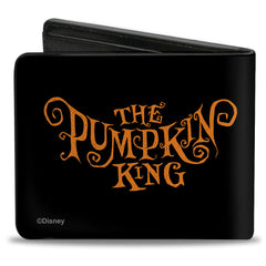 Bi-Fold Wallet - A Nightmare Before Christmas Jack Expressions + THE PUMPKIN KING Text Black Gray Orange