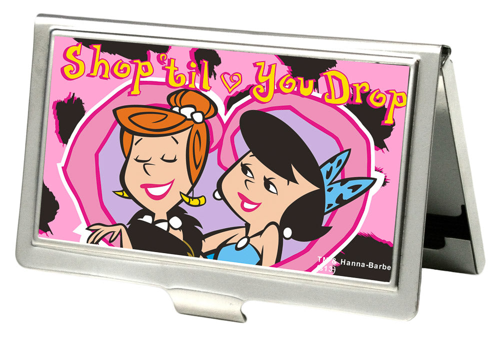 Business Card Holder - SMALL - Wilma &amp; Betty SHOP TIL YOU DROP Heart FCG Pink