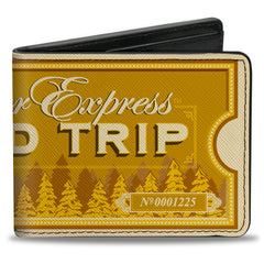 Bi-Fold Wallet - THE POLAR EXPRESS ROUND TRIP Train Ticket Golds