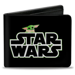 Bi-Fold Wallet - STAR WARS The Child Peeking Logo Black Green White