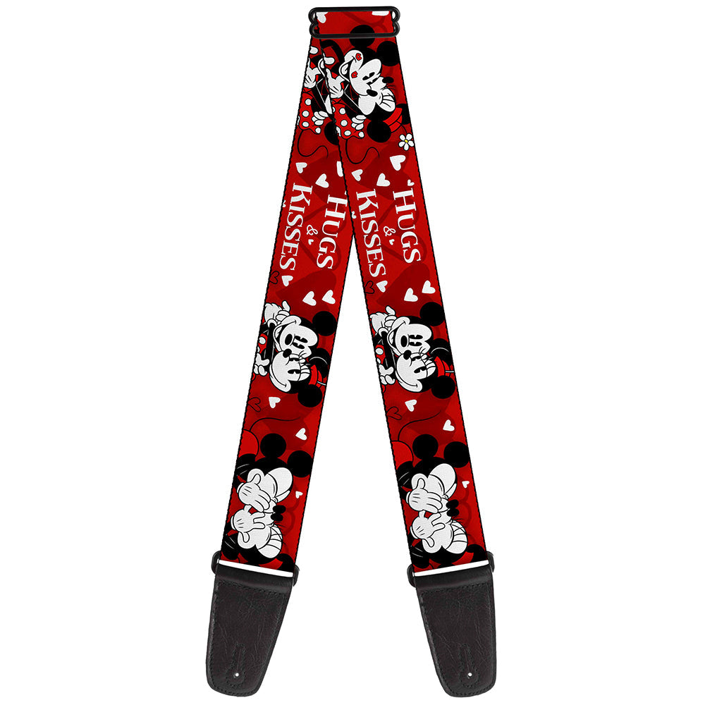 Guitar Strap - Mickey &amp; Minnie HUGS &amp; KISSES Poses Reds White