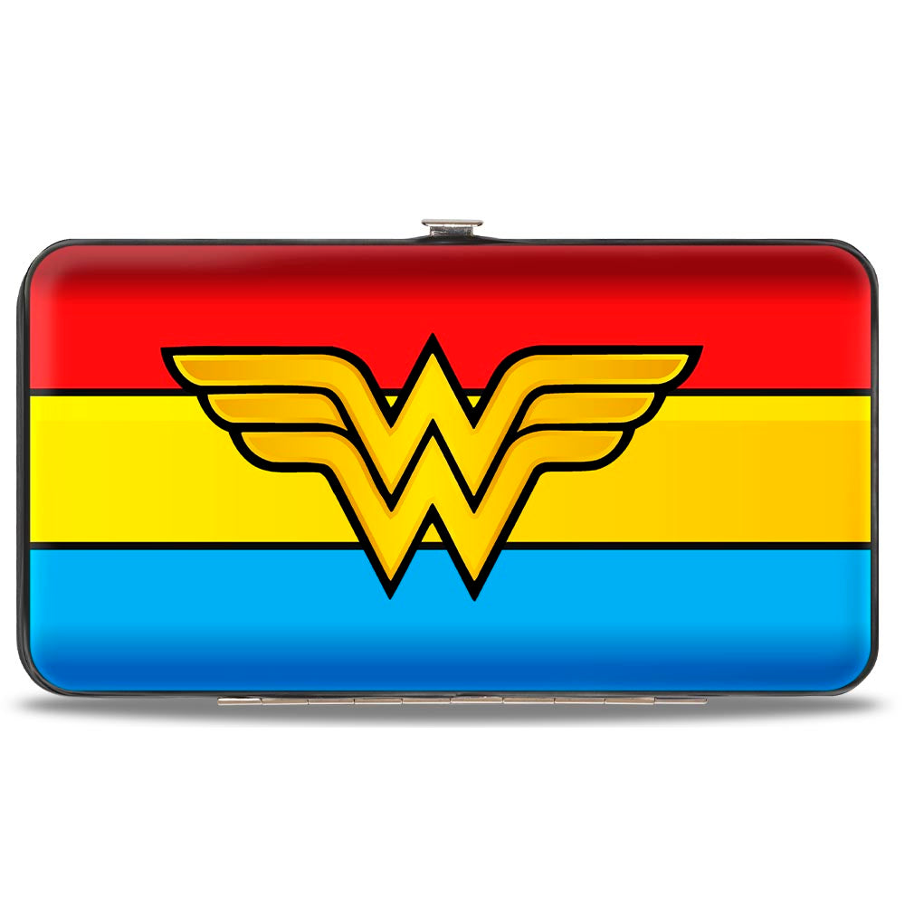 Hinged Wallet - Wonder Woman Logo Stripe Red Yellows Blue