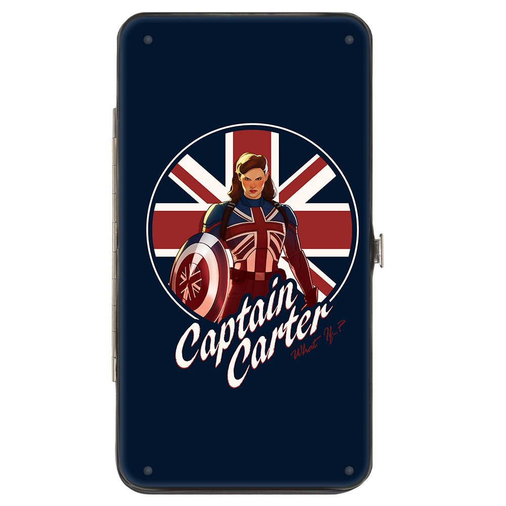 MARVEL STUDIOS WHAT IF Hinged Wallet - Marvel Studios WHAT IF ? CAPTAIN CARTER Union Jack Pose + Shield Navy White Red