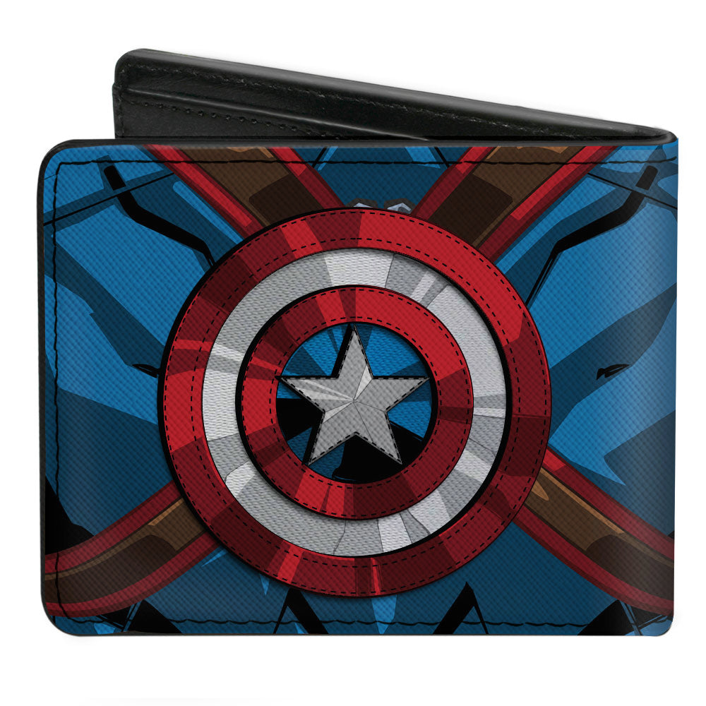 MARVEL AVENGERS Bi-Fold Wallet - Captain America Chest Star + Back Shield Blues