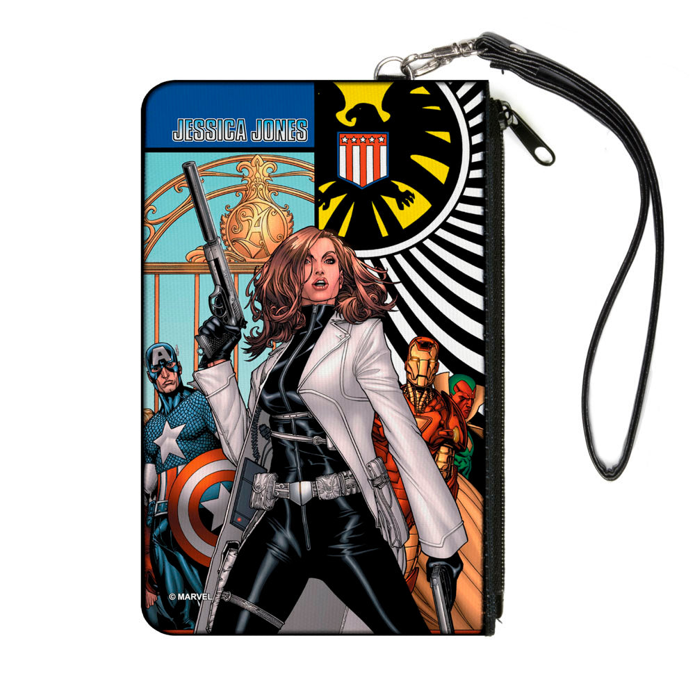 MARVEL UNIVERSE Canvas Zipper Wallet - LARGE - What If Jessica Jones Had Joined the Avengers? Issue #1 Cover Pose SHIELD Logo