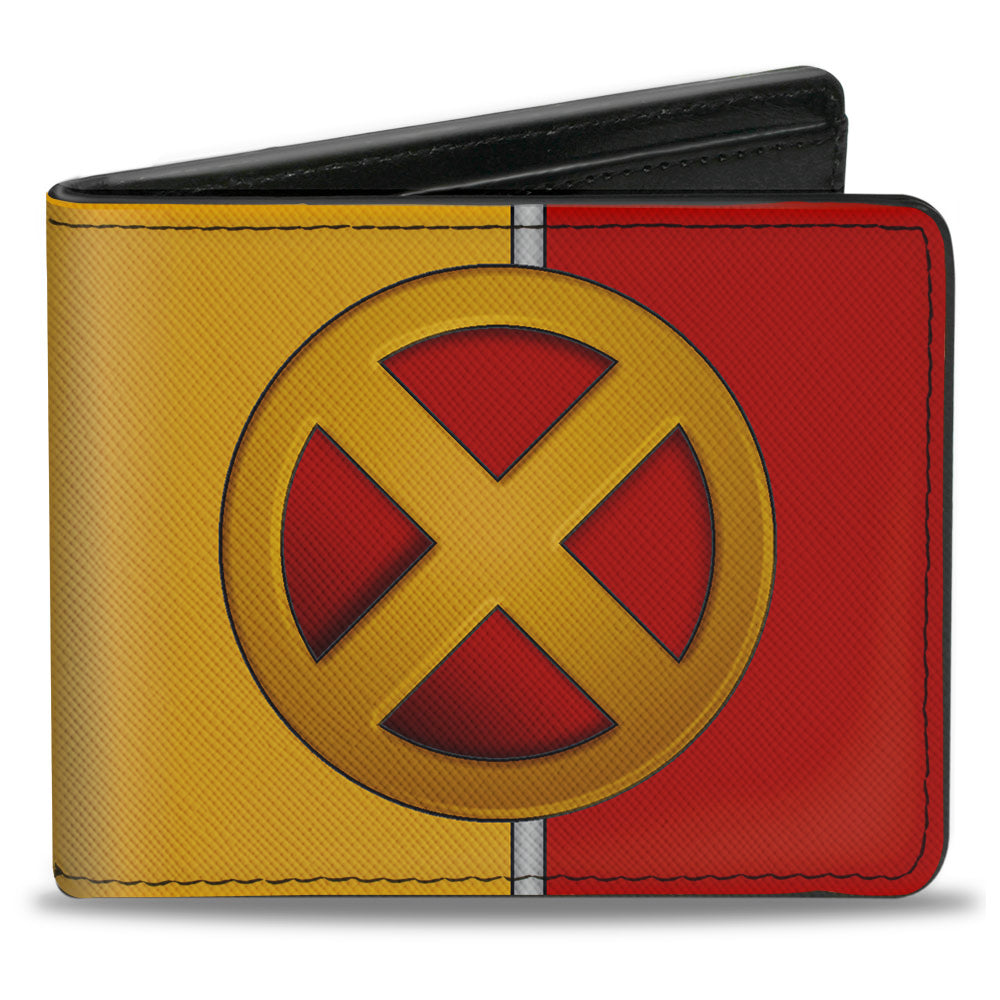 MARVEL X-MEN Bi-Fold Wallet - X-Men Logo Stripe Red Gold Silver