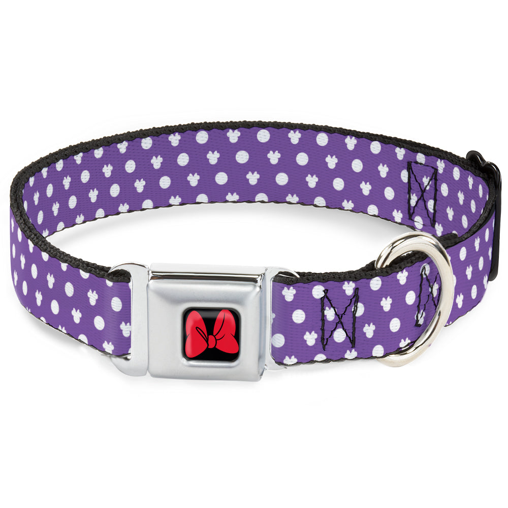 Dog Collar DYYR-Minnie Mouse Bow Full Color Black/Red - Minnie Mouse Ears Monogram/Dots Purple/White