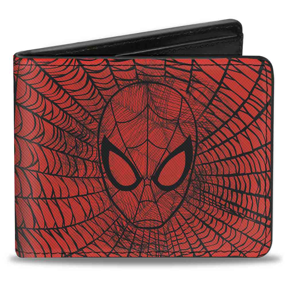 ULTIMATE SPIDER-MAN Bi-Fold Wallet - Spider-Man Face Web Sketch Red Black