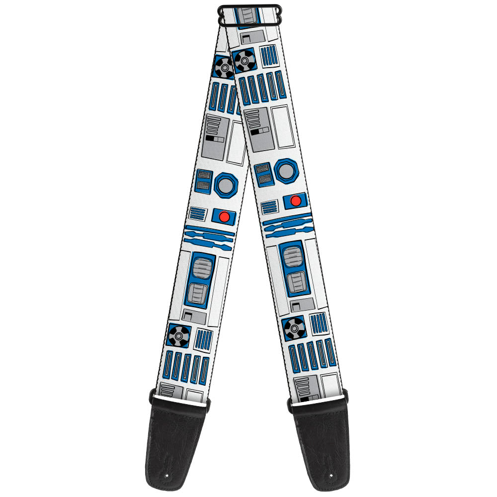 Guitar Strap - Star Wars R2-D2 Bounding Parts4 White Black Blue Gray Red