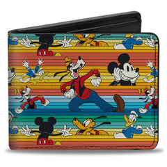 Bi-Fold Wallet - Disney Mickey and Friends Stripes Multi Color