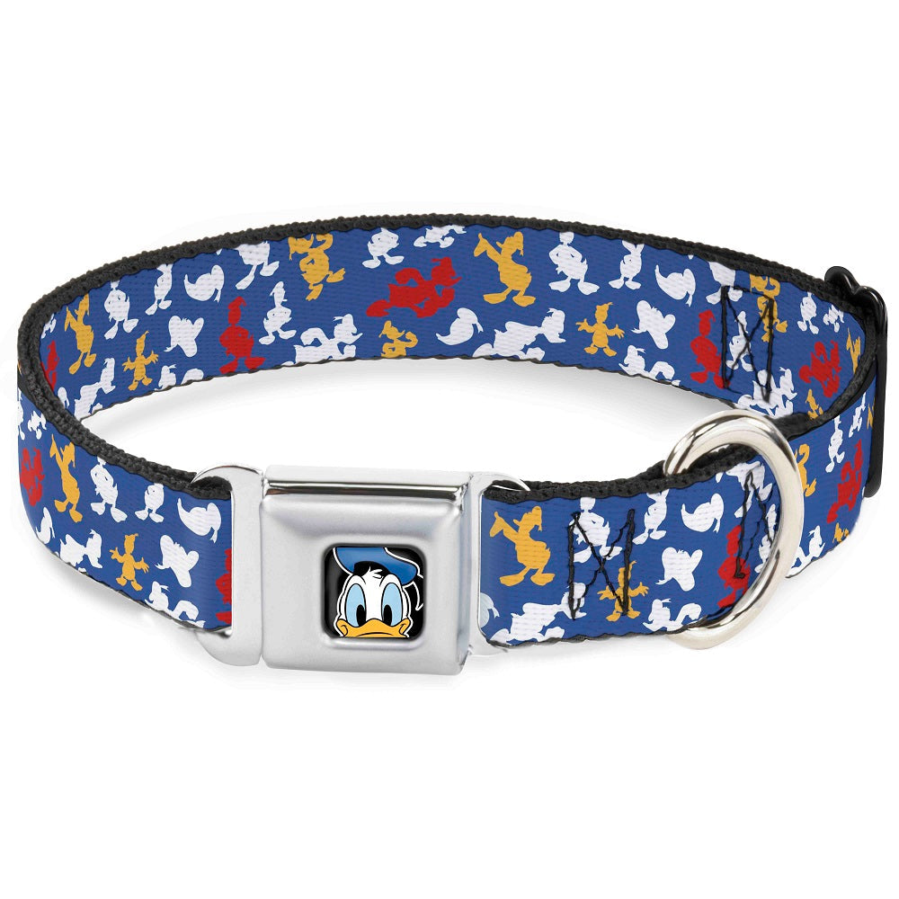 Donald Duck Face CLOSE-UP Full Color Seatbelt Buckle Collar - Donald Duck Face/Poses Scattered Blue/White/Red/Yellow