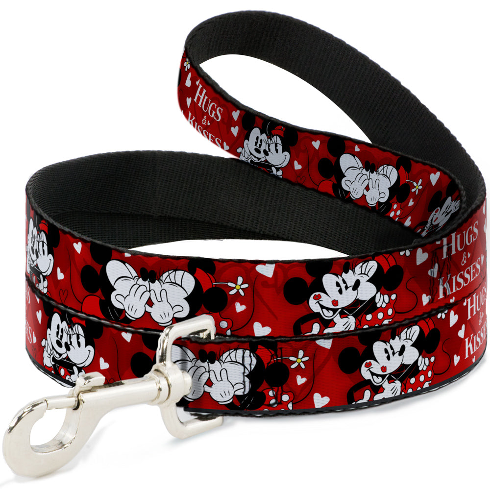 Dog Leash - Mickey &amp; Minnie HUGS &amp; KISSES Poses Reds/White