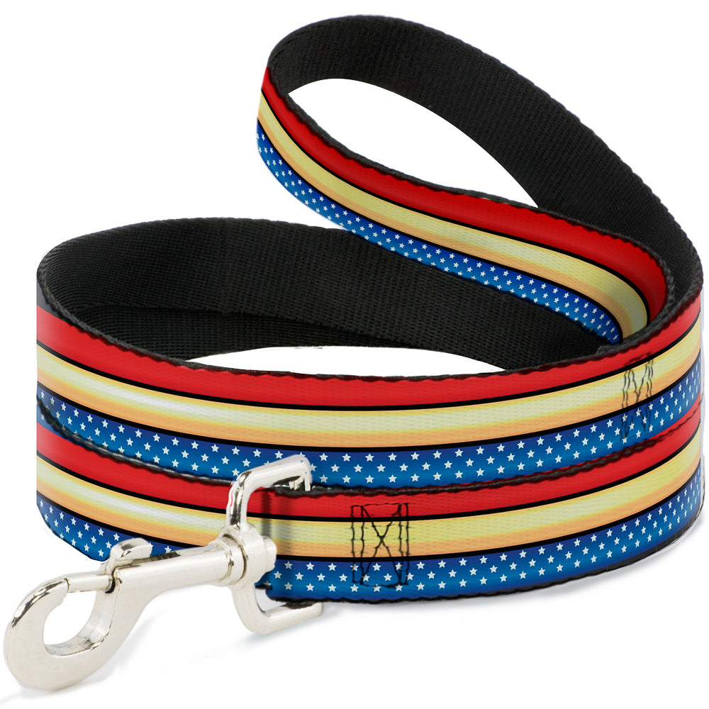 Dog Leash - Wonder Woman Stripe/Stars Red/Gold/Blue/White