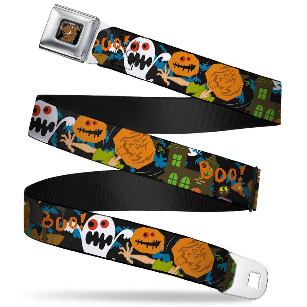 Scooby Doo Face Full Color Black Seatbelt Belt - Scooby Doo Halloween2/Ghosts BOO! Webbing