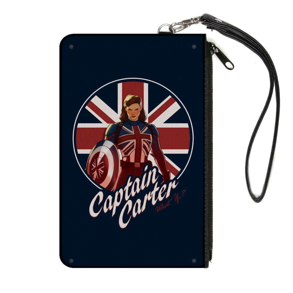 MARVEL STUDIOS WHAT IF Canvas Zipper Wallet - SMALL - Marvel Studios WHAT IF ? CAPTAIN CARTER Union Jack Pose Navy White Red