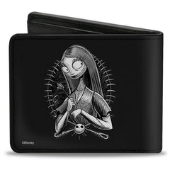 Bi-Fold Wallet - A Nightmare Before Christmas MISFIT LOVE Jack and Sally Poses Black Grays
