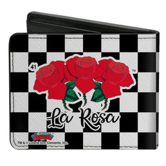 Bi-Fold Wallet - Loteria LA ROSA Rose Checker Black White