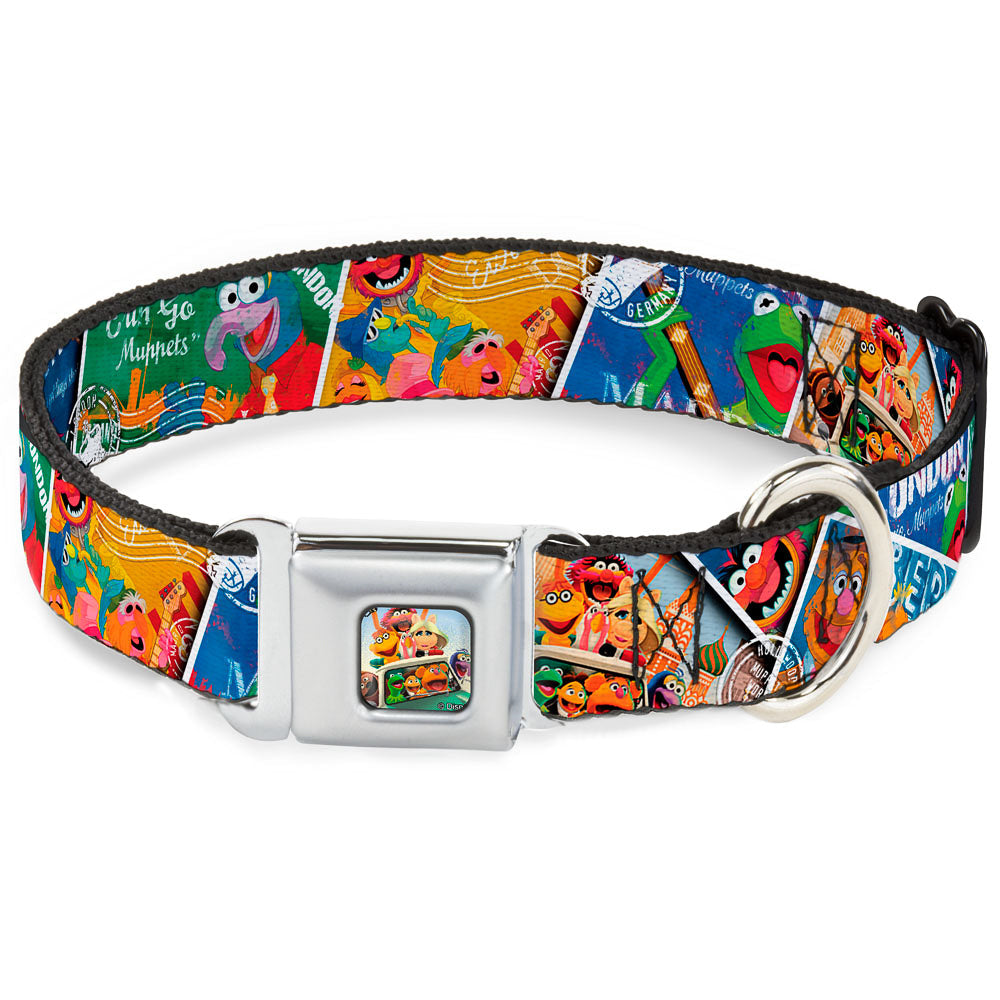 Muppets in Car Full Color Seatbelt Buckle Collar - Muppets Postage Stamps Stacked