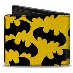 Bi-Fold Wallet - Batman Bat Signal-1 Scattered Yellow Black