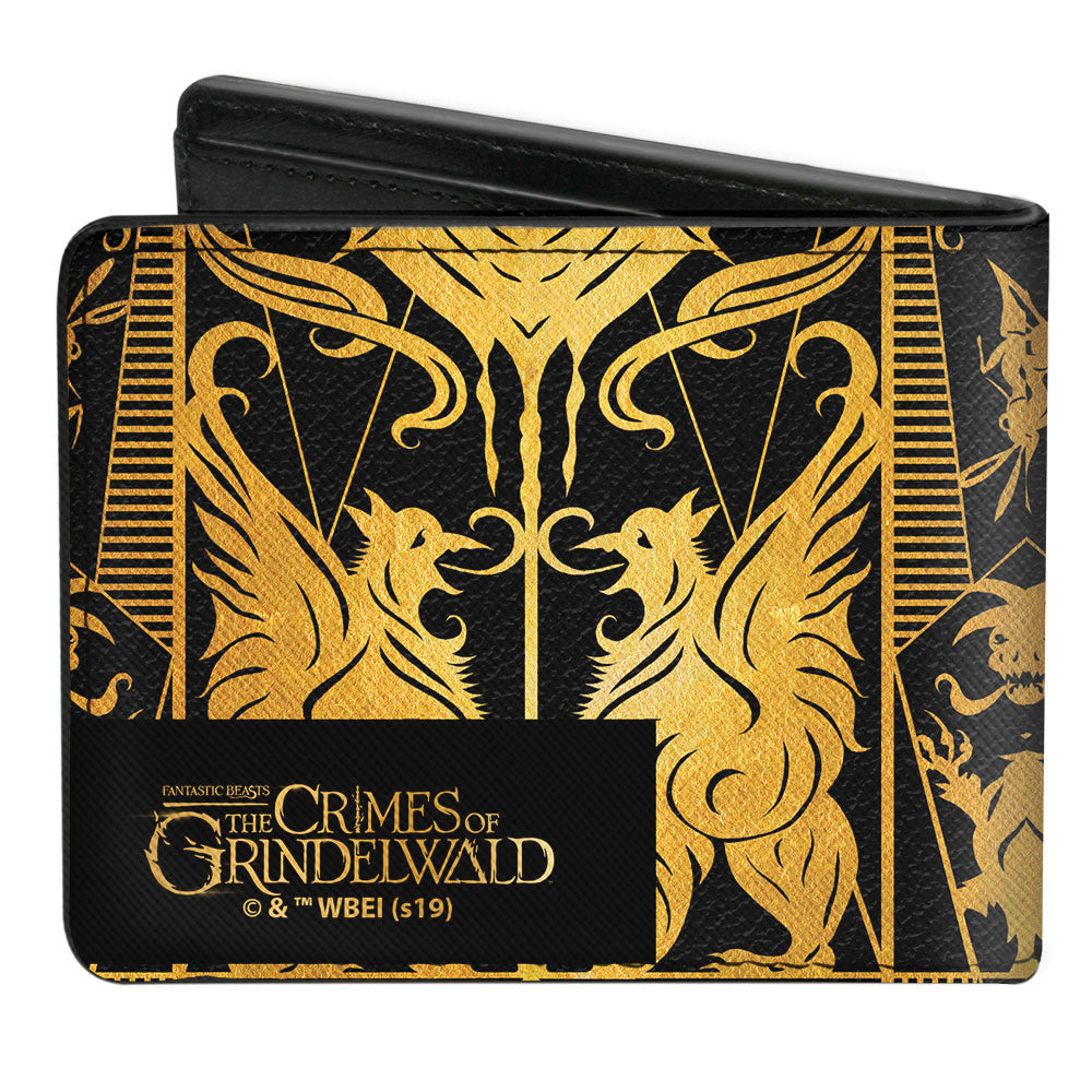Bi-Fold Wallet - Fantastic Beasts The Crimes of Grindelwald Obscurus Book Binding CLOSE-UP Black Golds