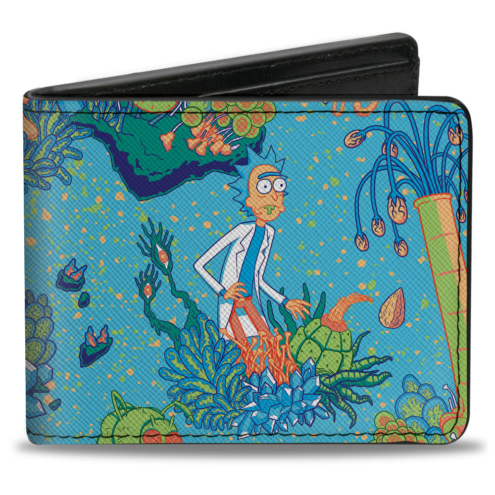 Bi-Fold Wallet - Rick and Morty Botanical Garden Collage Blue