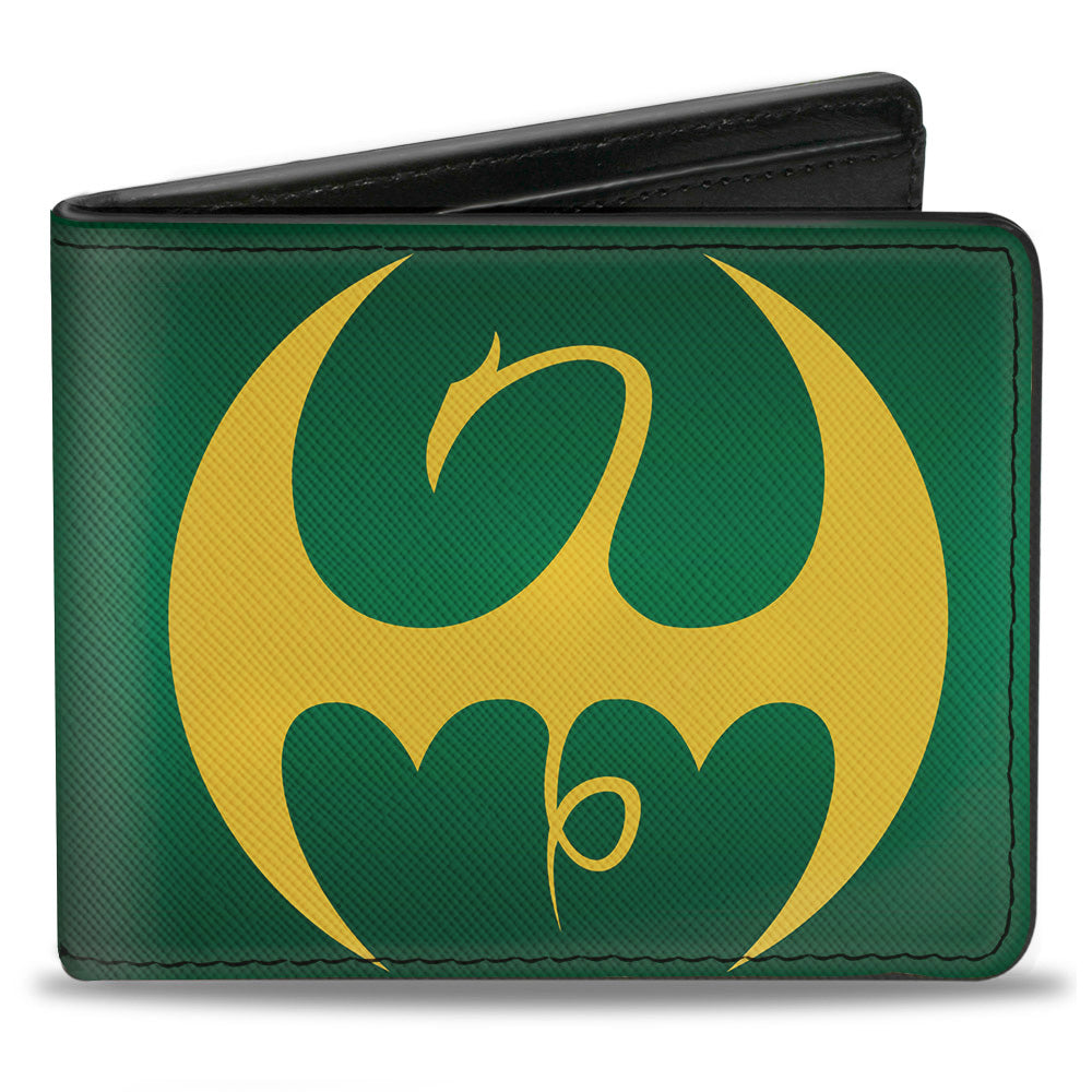 MARVEL COMICS Bi-Fold Wallet - Iron Fist Dragon Logo + IRON FIST Green Yellow